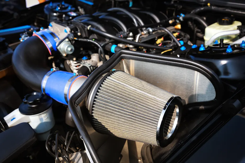Close up of car engine