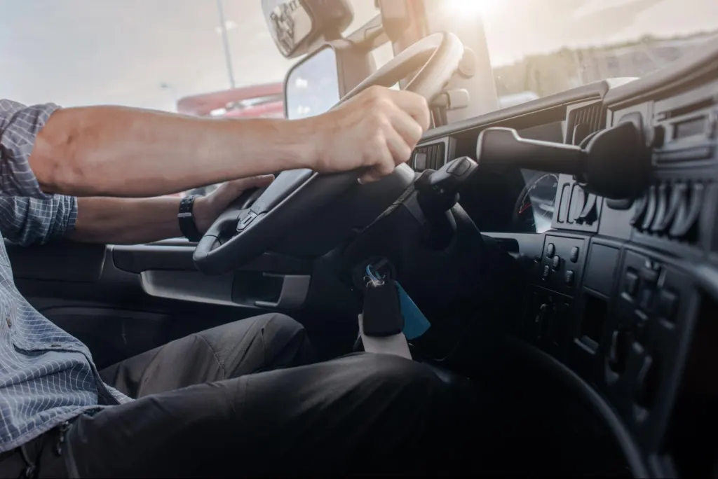Interior view of a vehicle being driven after a successful automotive computer reprogramming service