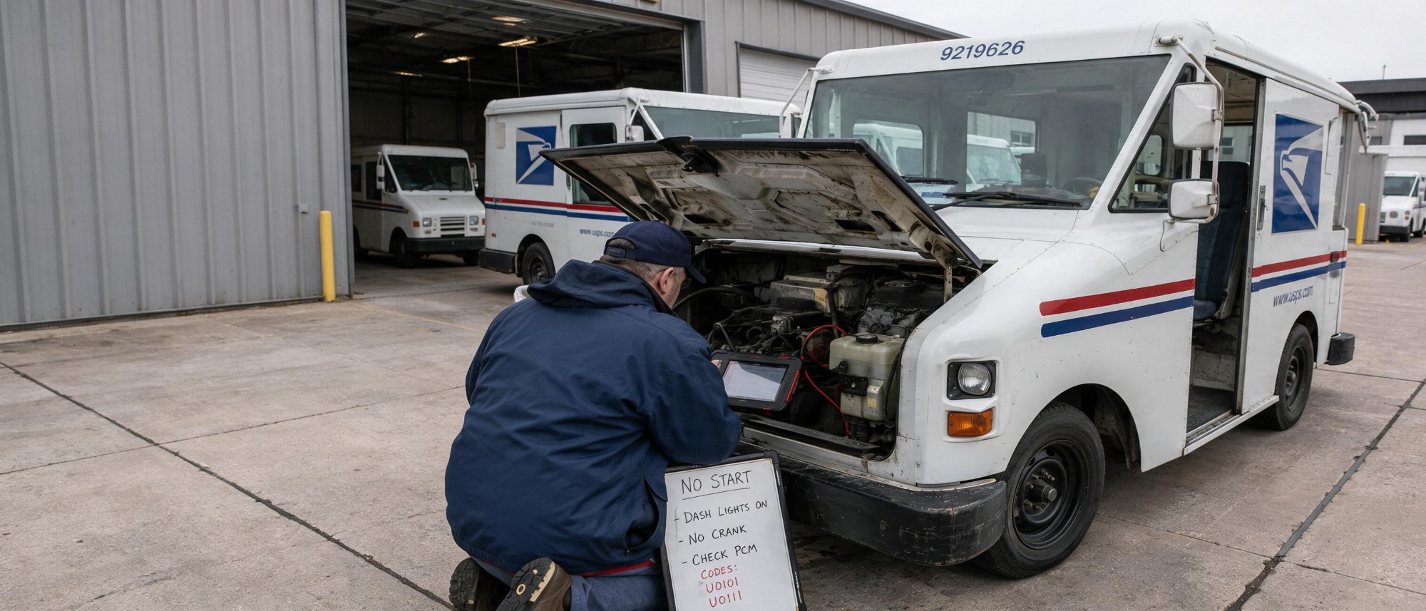 USPS Grumman LLV with a no-start condition caused by a faulty PCM